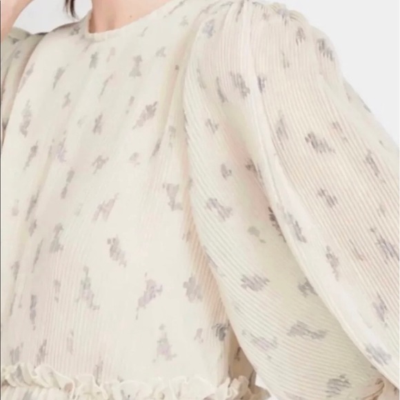 Ganni Cream Mini Dress with Subtle Pattern - Picture 6 of 9